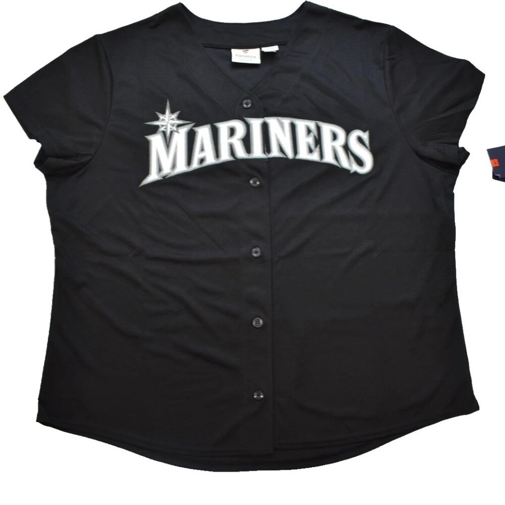 Fanatics Womens Plus Size Seattle Mariners Black & White Baseball Jersey New 3X